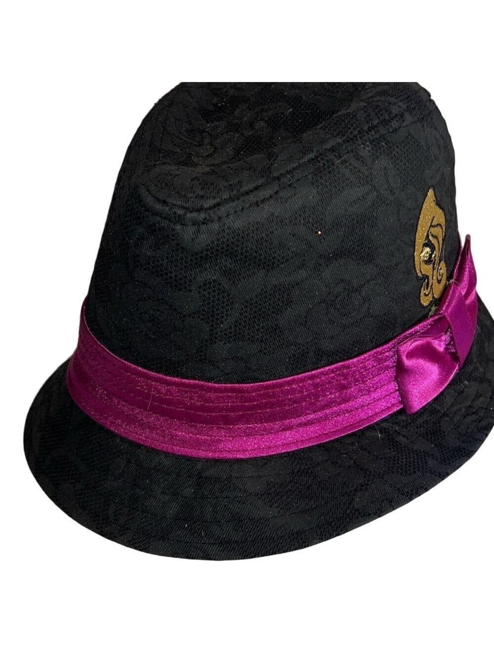 Mattel Black Hat with Pink Ribbon and Gold Detail